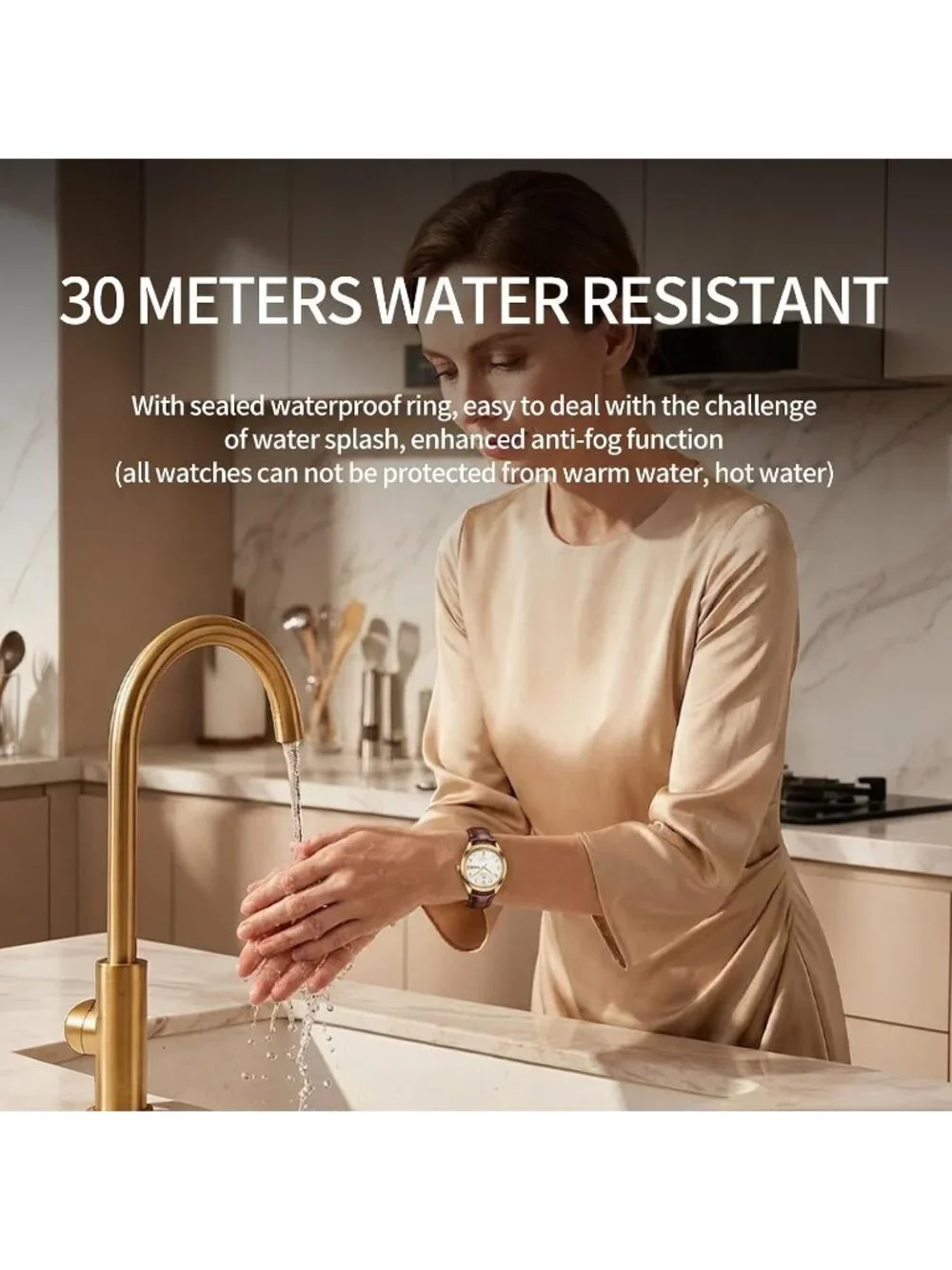 Women's Gold Silver Leather Band Elegant Ladies Small Wrists Watch for Gift